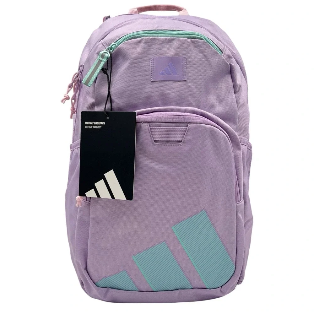 Adidas Girls School Midway Backpack Plum Purple Aqua Fits 15